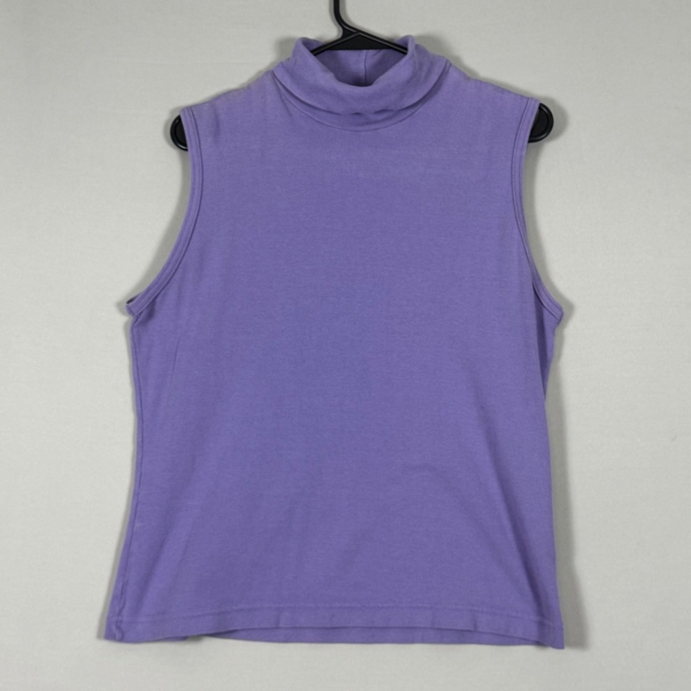 Basic Editions Sleeveless Turtleneck Women Large Purple Excellent 90s Vintage